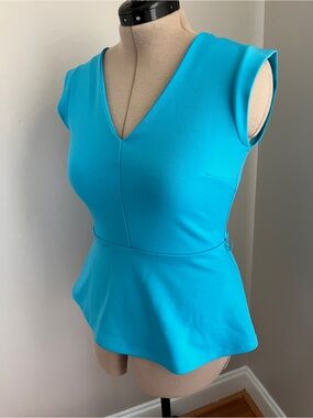 Worthington Turquoise V-Neck Peplum Top